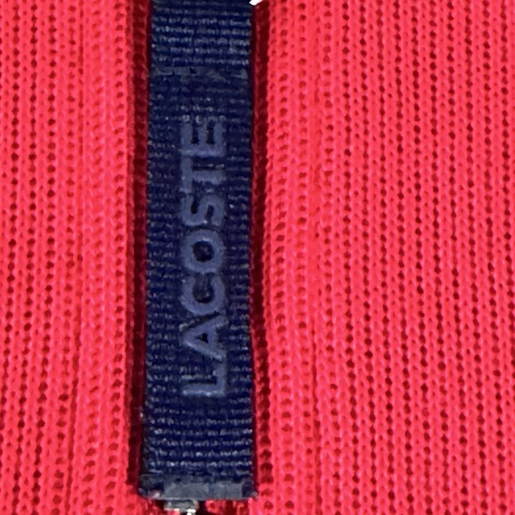 Lacoste Men Sweater XL/6 Pullover Jacket 1/4 Zip Side Pockets Red Preppy - Picture 3 of 10
